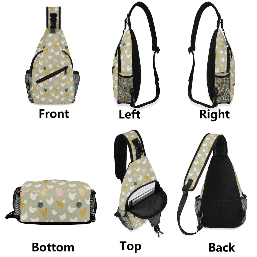 Chicken Life Chest Crossbody Bag with Adjustable Strap Chest Crossbody Bag animal Printed Offshore