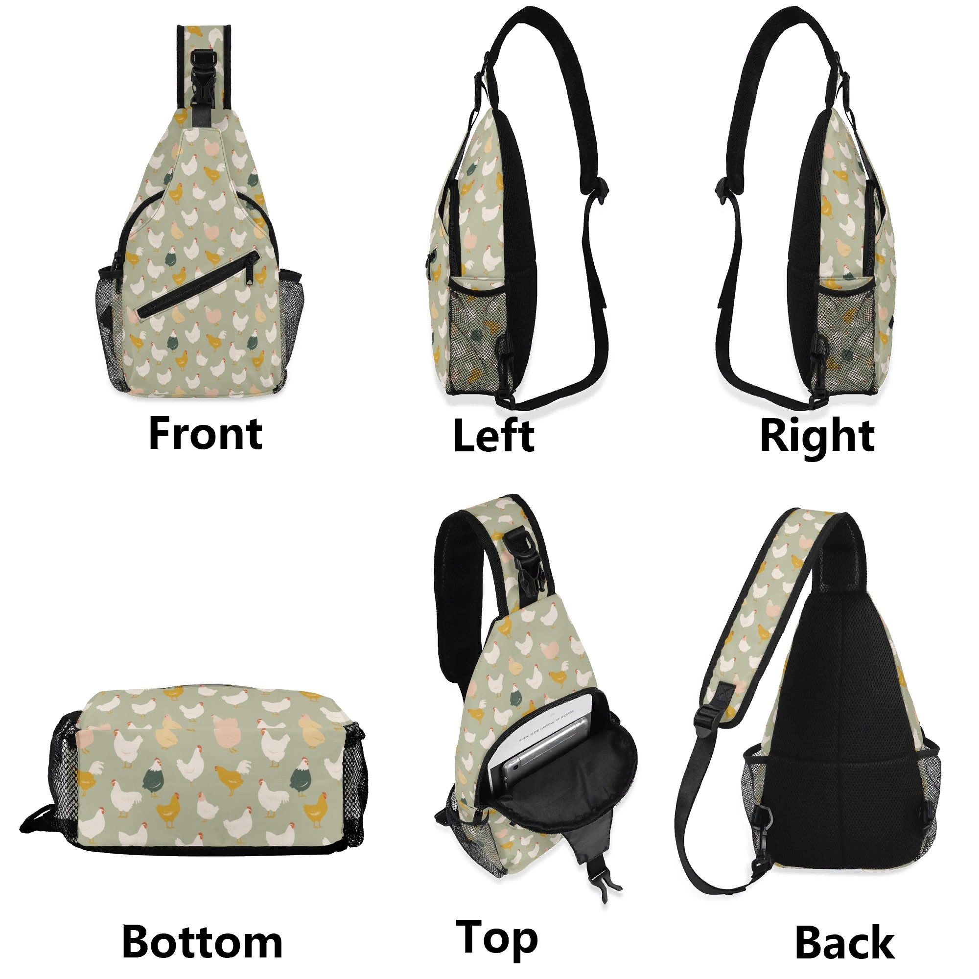 Chicken Life Chest Crossbody Bag with Adjustable Strap Chest Crossbody Bag animal Printed Offshore