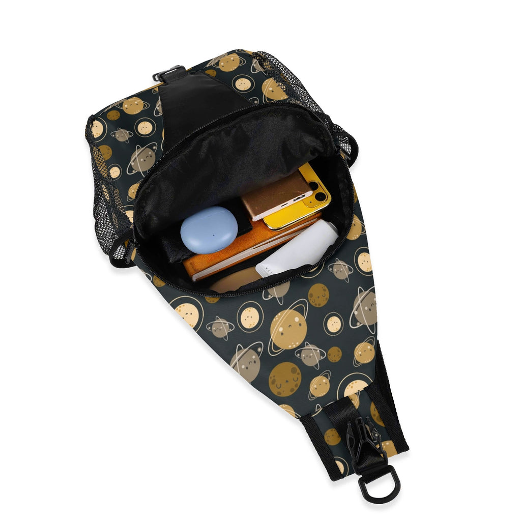 Planets Chest Crossbody Bag with Adjustable Strap Chest Crossbody Bag Printed Offshore Space