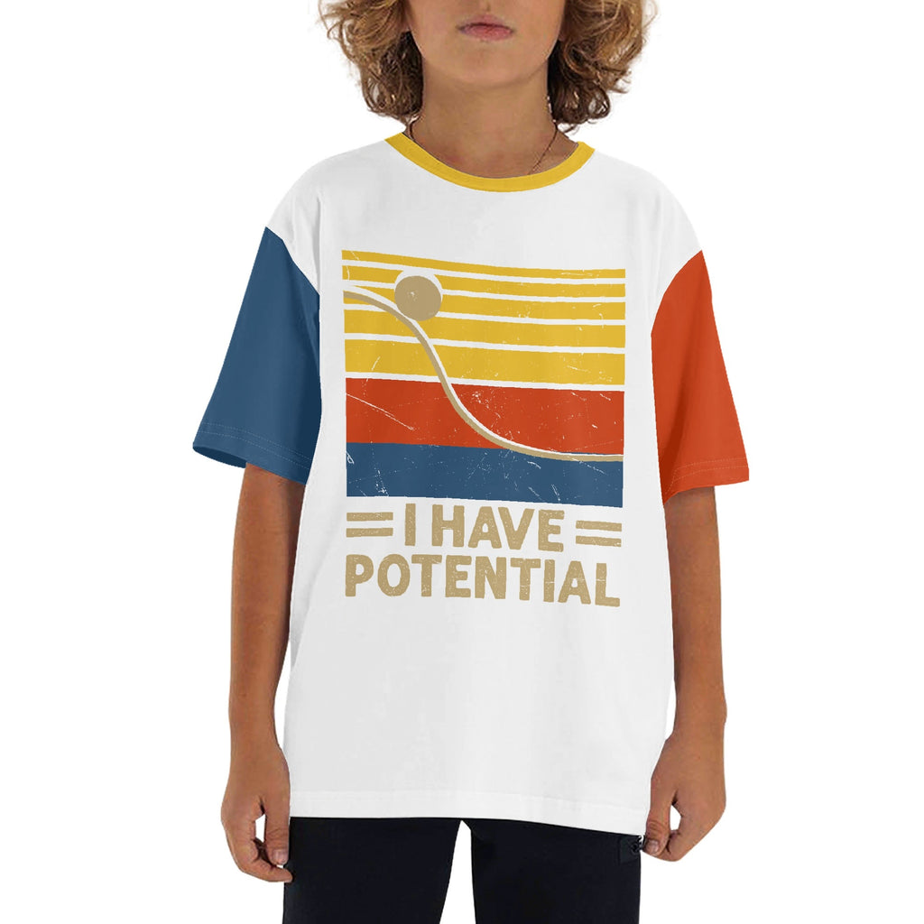 I Have Potential, Physics Kids Loose Fit Short Sleeve T-Shirt XL Kid's Full Print T-shirt Printed Offshore Science