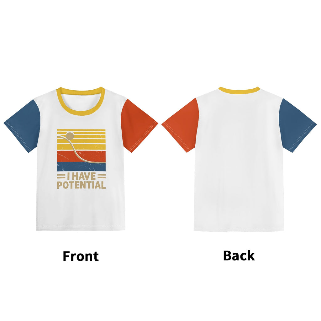 I Have Potential, Physics Kids Loose Fit Short Sleeve T-Shirt Kid's Full Print T-shirt Printed Offshore Science