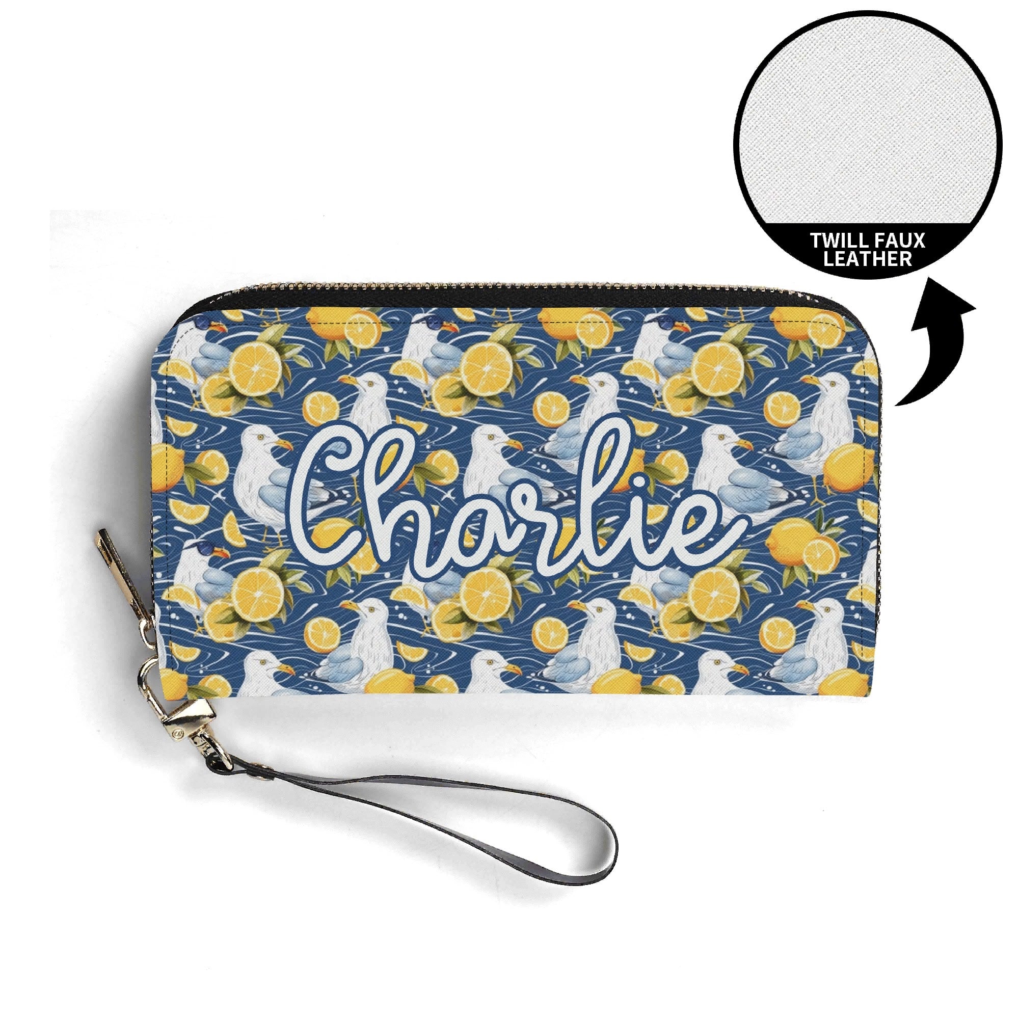 Personalised Lemon Seagull Twill (PU) Wallet Personalised Wallet animal Printed Offshore