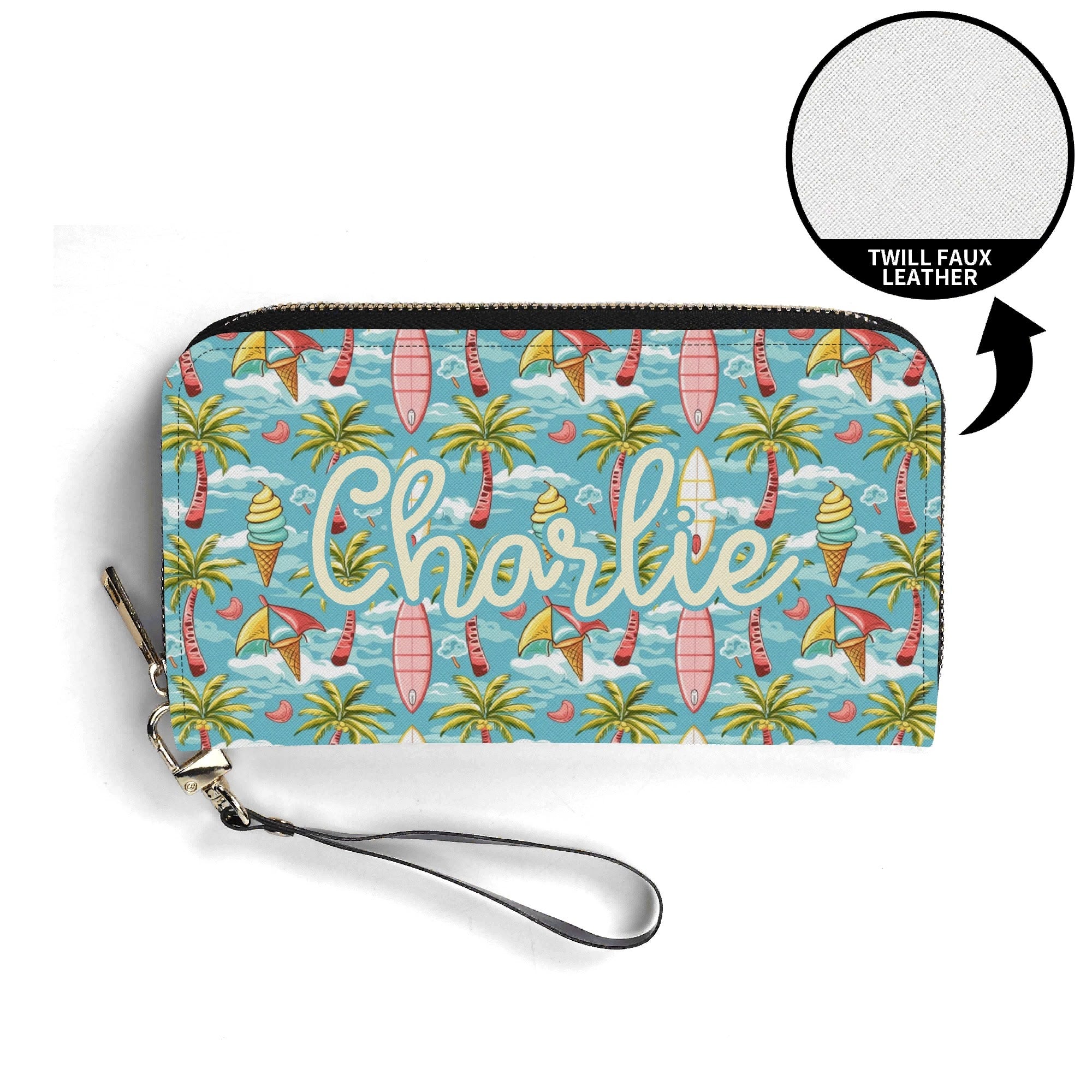 Personalised Summer Surf Twill (PU) Wallet Personalised Wallet Printed Offshore Surf