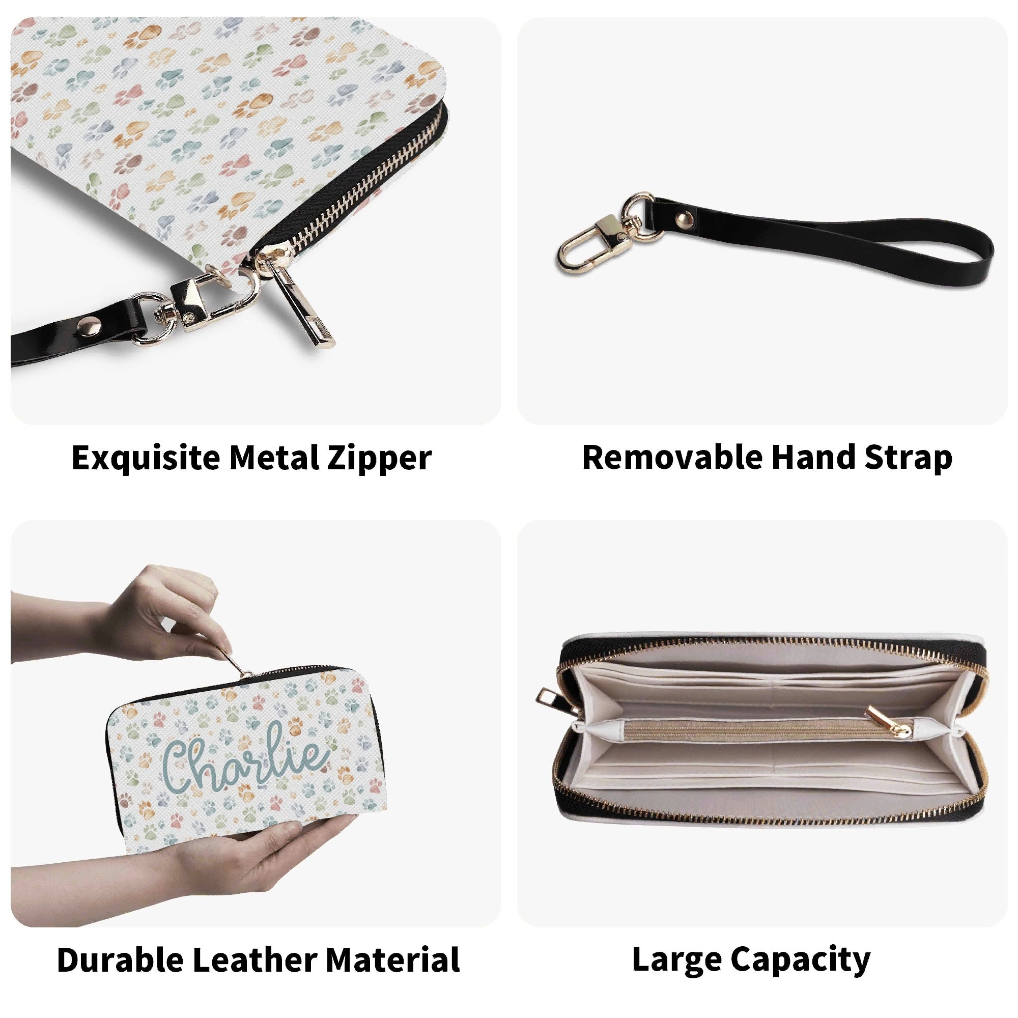 Personalised Paw Print Twill (PU) Wallet Personalised Wallet animal Printed Offshore