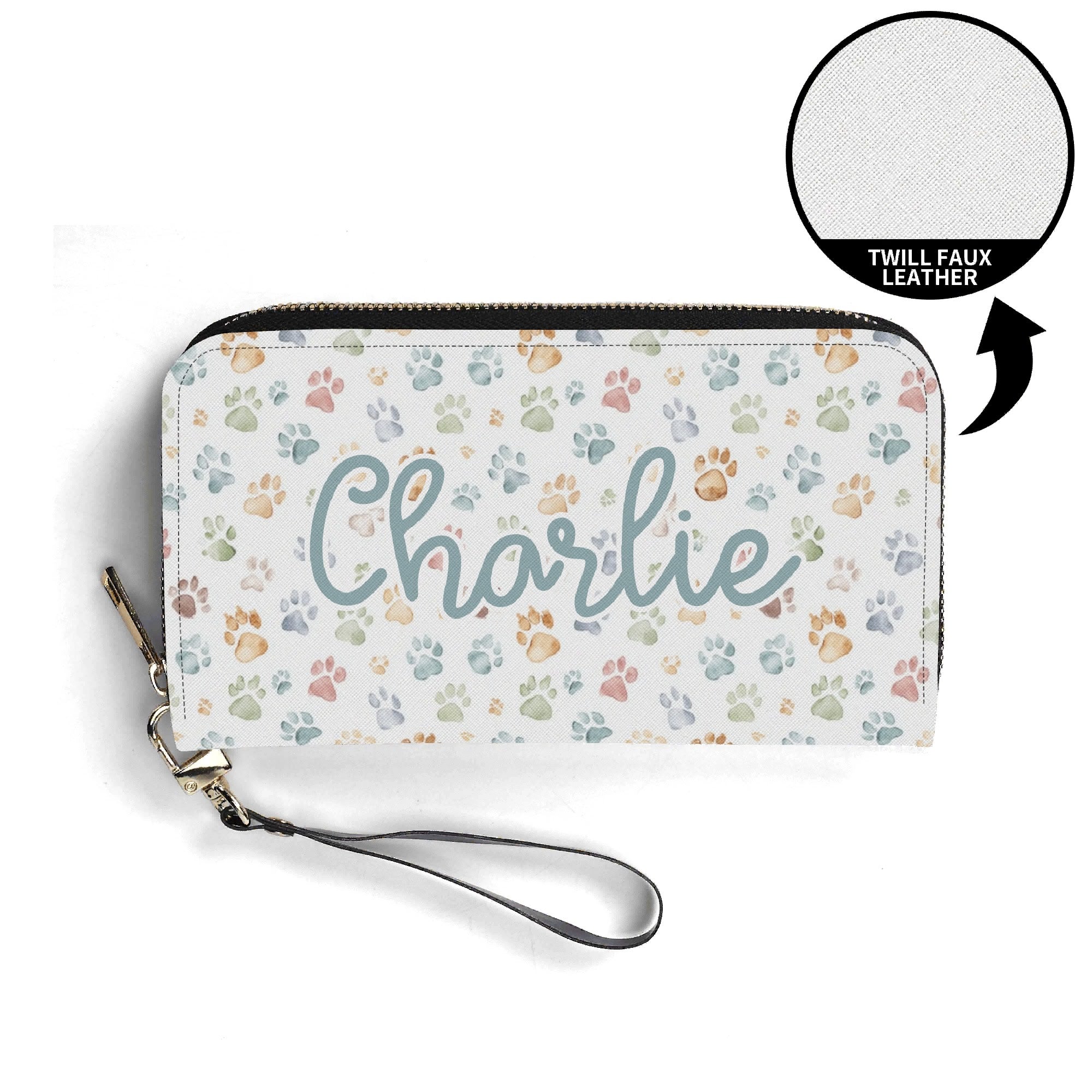 Personalised Paw Print Twill (PU) Wallet Personalised Wallet animal Printed Offshore