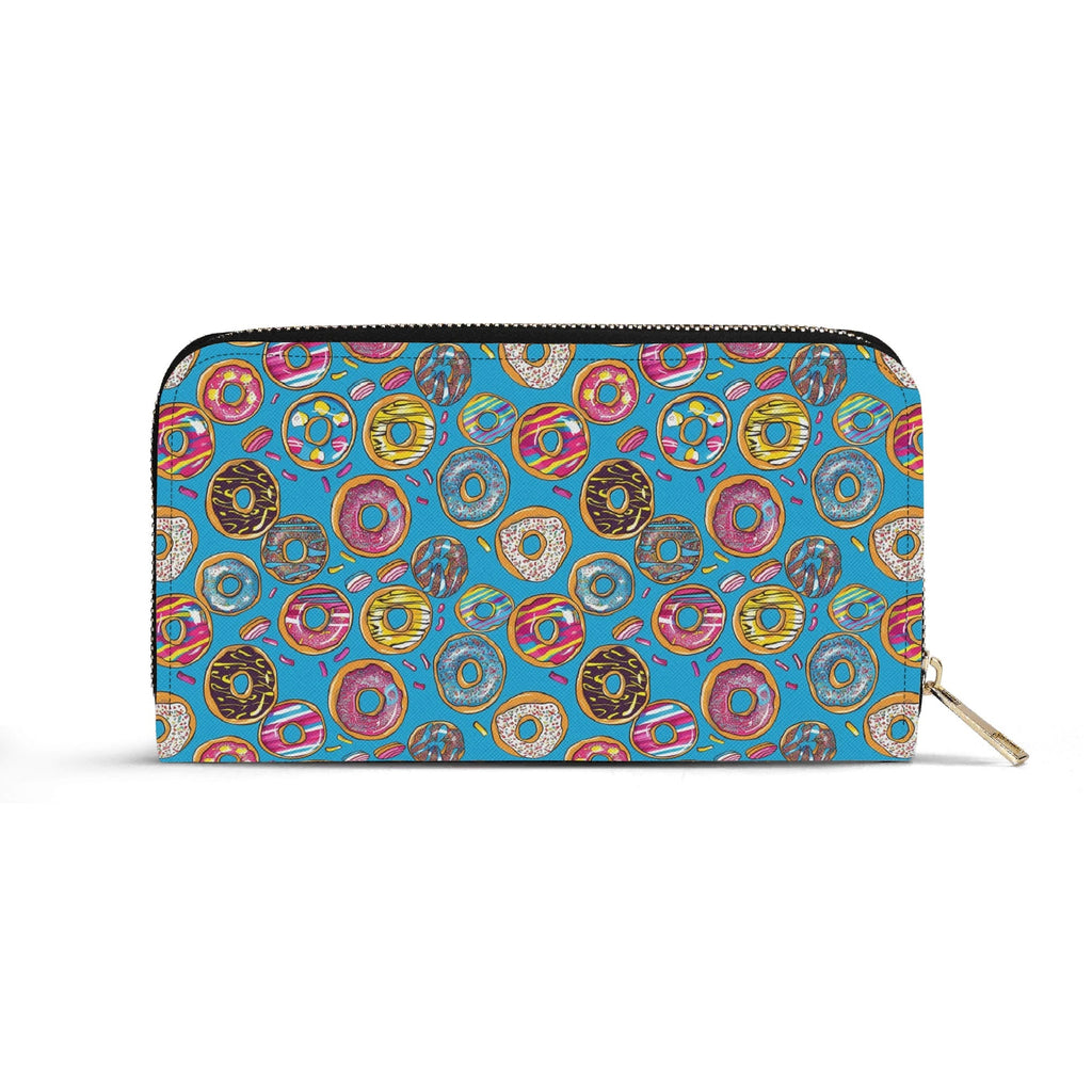 Personalised Doughnuts On Blue Twill (PU) Wallet Personalised Wallet Food Printed Offshore