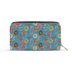 Personalised Doughnuts On Blue Twill (PU) Wallet Personalised Wallet Food Printed Offshore