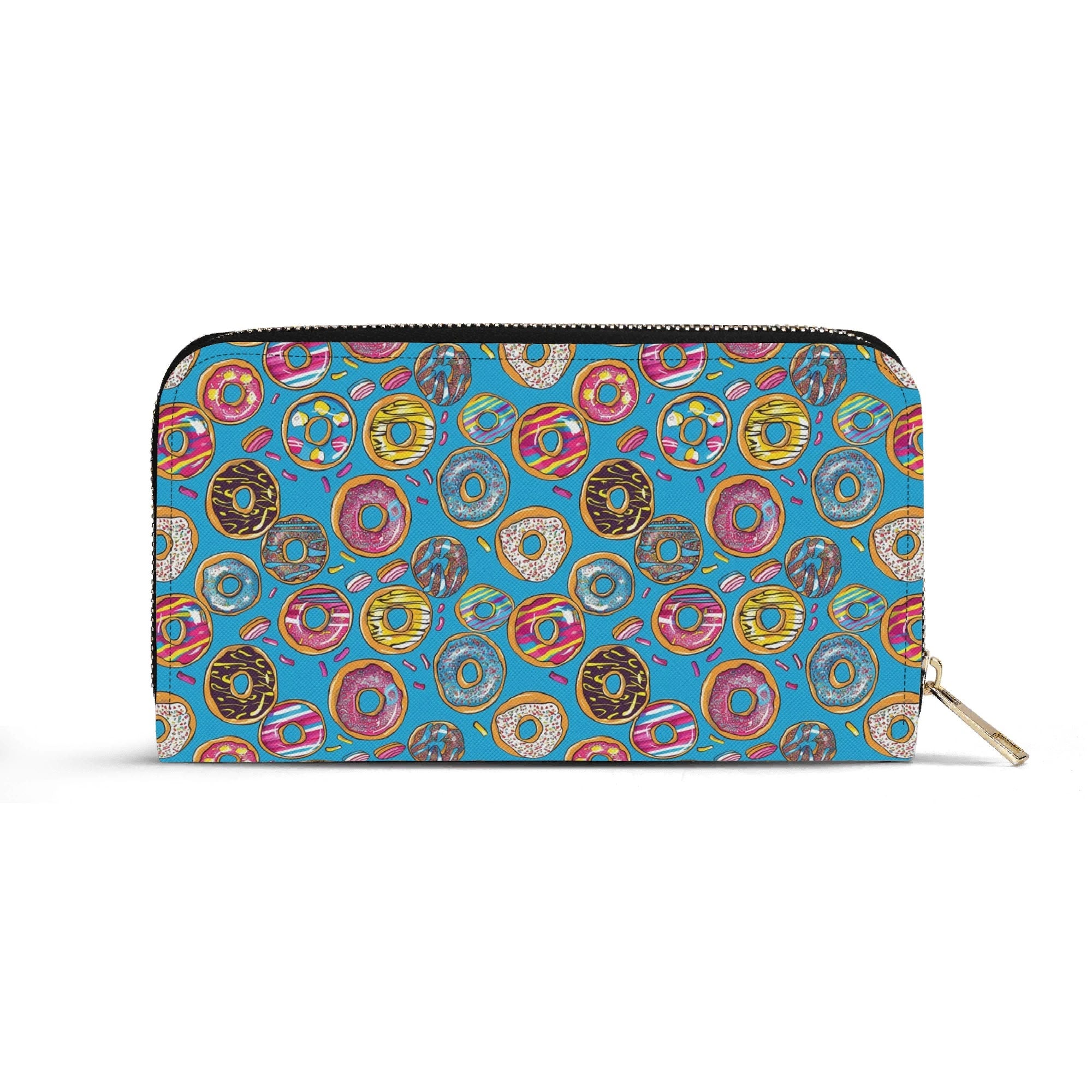 Personalised Doughnuts On Blue Twill (PU) Wallet Personalised Wallet Food Printed Offshore