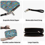 Personalised Doughnuts On Blue Twill (PU) Wallet Personalised Wallet Food Printed Offshore