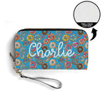 Personalised Doughnuts On Blue Twill (PU) Wallet Personalised Wallet Food Printed Offshore