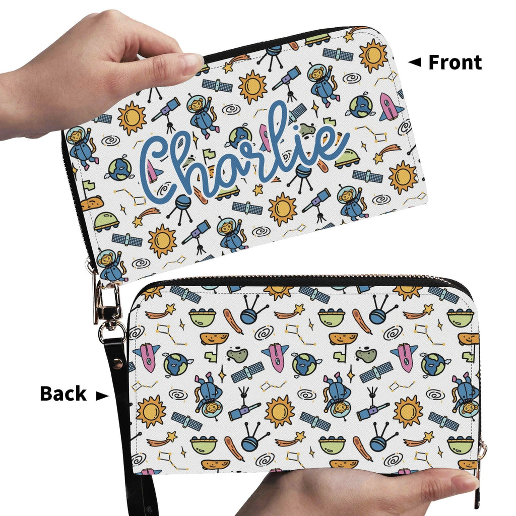 Personalised Monkey Astronaut In Space Twill (PU) Wallet Personalised Wallet Printed Offshore Space