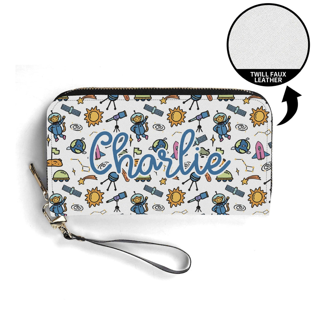 Personalised Monkey Astronaut In Space Twill (PU) Wallet Personalised Wallet Printed Offshore Space