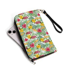 Personalised Tropical Flowers On White Twill (PU) Wallet Personalised Wallet Plants Printed Offshore