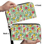 Personalised Tropical Flowers On White Twill (PU) Wallet Personalised Wallet Plants Printed Offshore