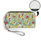 Personalised Tropical Flowers On White Twill (PU) Wallet Personalised Wallet Plants Printed Offshore