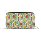 Personalised Tropical Flowers On White Twill (PU) Wallet Personalised Wallet Plants Printed Offshore