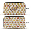 Personalised Round Pizzas On White Twill (PU) Wallet Black Personalised Wallet Food Printed Offshore