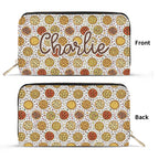 Personalised Round Pizzas On White Twill (PU) Wallet Black Personalised Wallet Food Printed Offshore