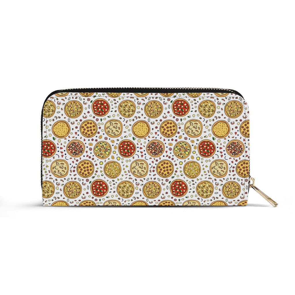 Personalised Round Pizzas On White Twill (PU) Wallet Personalised Wallet Food Printed Offshore