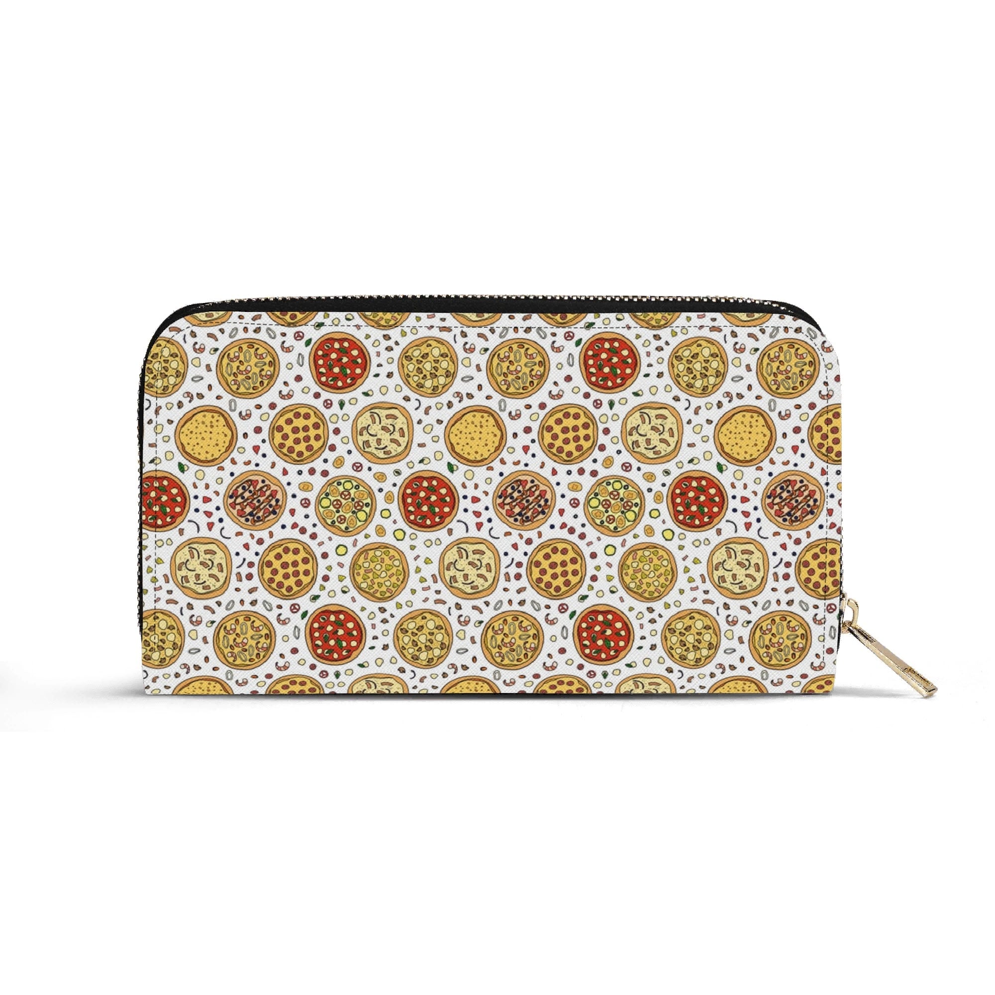Personalised Round Pizzas On White Twill (PU) Wallet Personalised Wallet Food Printed Offshore