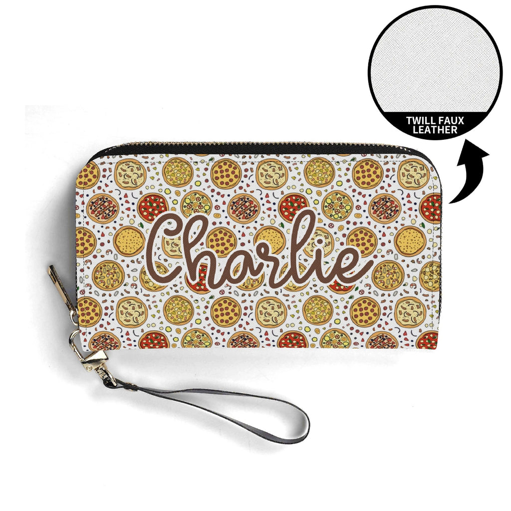 Personalised Round Pizzas On White Twill (PU) Wallet Personalised Wallet Food Printed Offshore