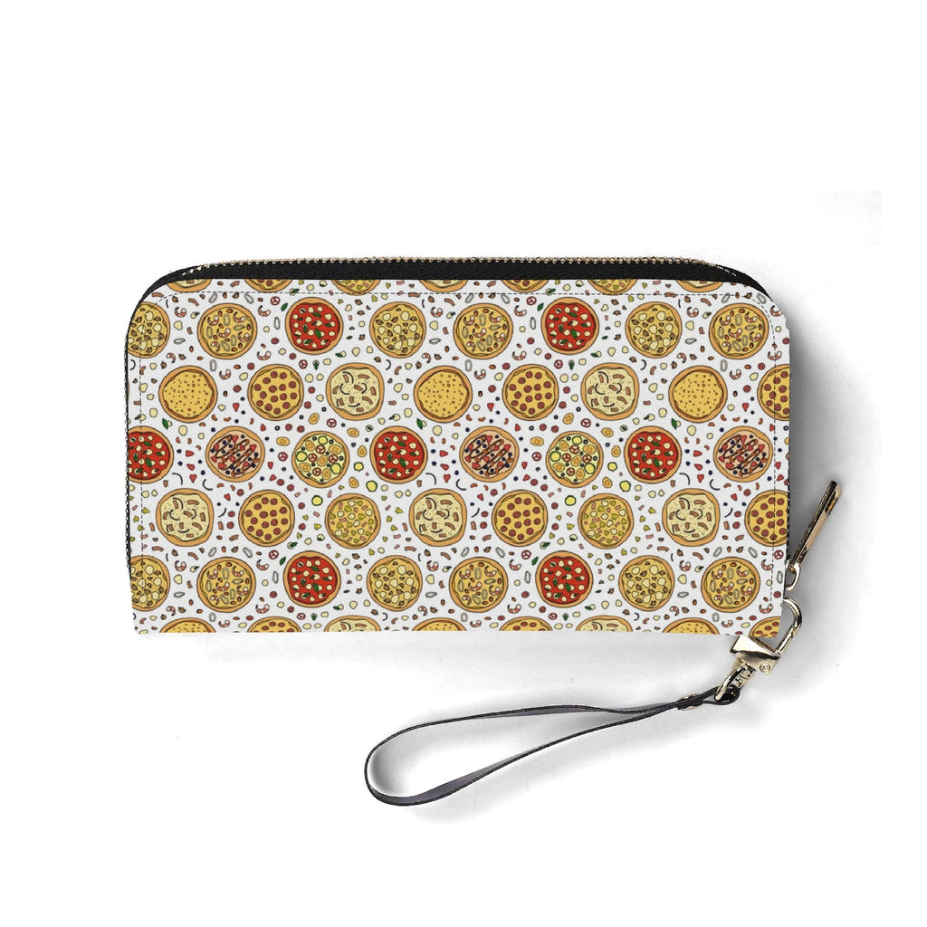 Personalised Round Pizzas On White Twill (PU) Wallet Personalised Wallet Food Printed Offshore