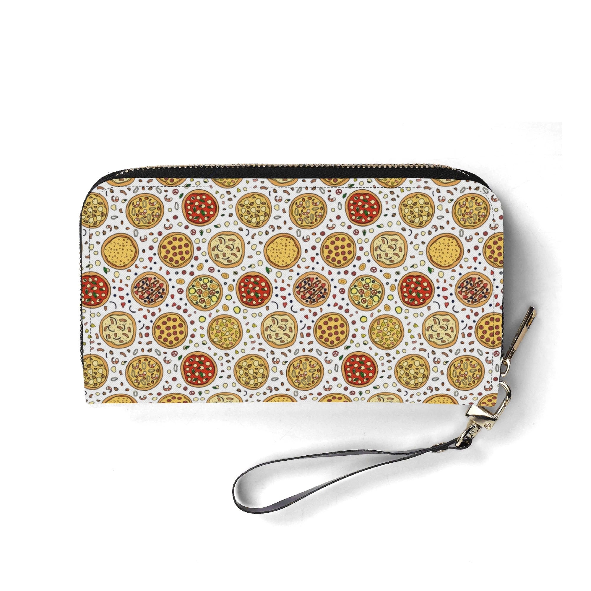 Personalised Round Pizzas On White Twill (PU) Wallet Personalised Wallet Food Printed Offshore