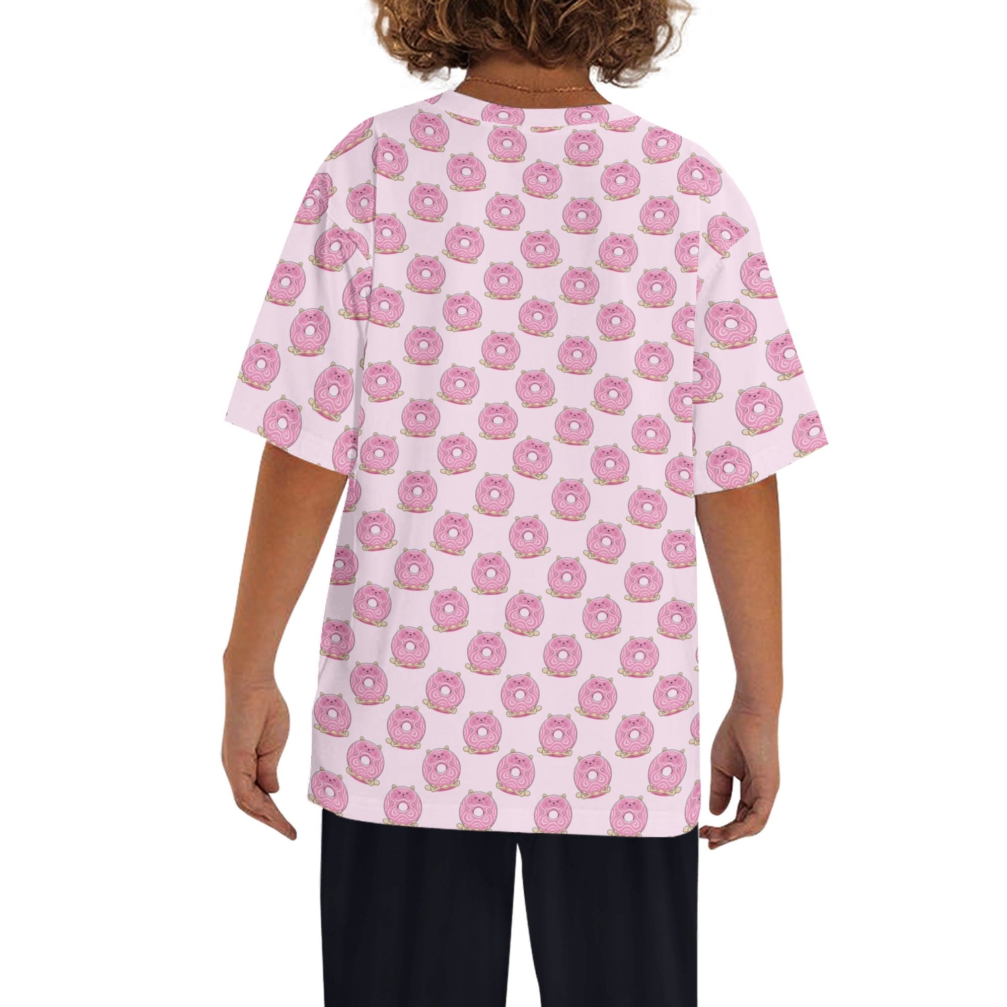 Cat Doughnuts Kids Loose Fit Short Sleeve T-Shirt Kid's Full Print T-shirt animal Food Printed Offshore