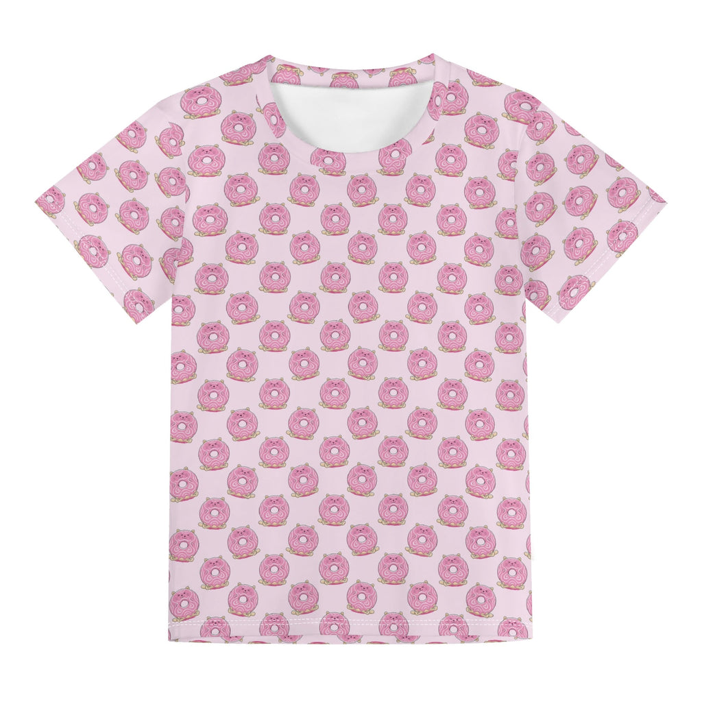 Cat Doughnuts Kids Loose Fit Short Sleeve T-Shirt Kid's Full Print T-shirt animal Food Printed Offshore