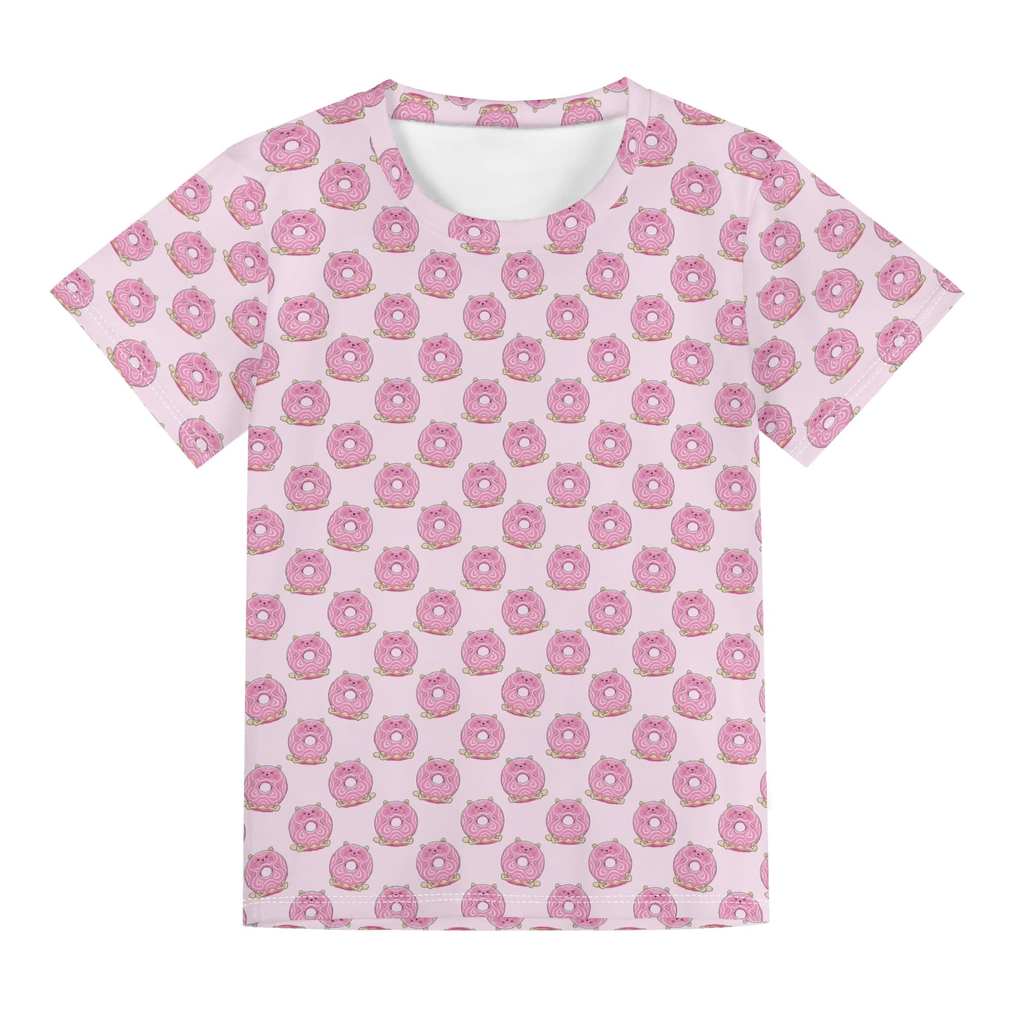 Cat Doughnuts Kids Loose Fit Short Sleeve T-Shirt Kid's Full Print T-shirt animal Food Printed Offshore