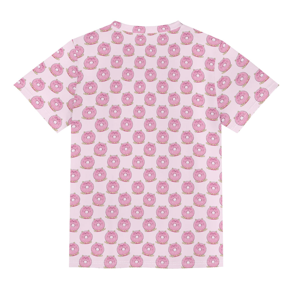 Cat Doughnuts Kids Loose Fit Short Sleeve T-Shirt Kid's Full Print T-shirt animal Food Printed Offshore