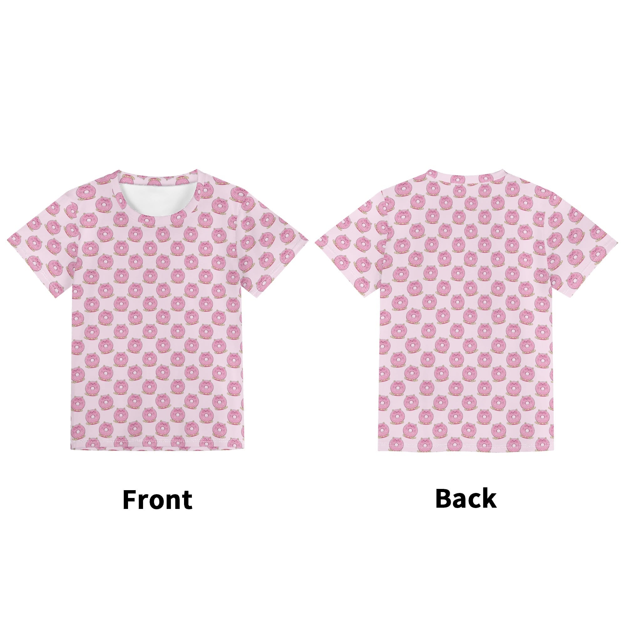 Cat Doughnuts Kids Loose Fit Short Sleeve T-Shirt Kid's Full Print T-shirt animal Food Printed Offshore