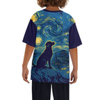 Starry Night Dog Kids Loose Fit Short Sleeve T-Shirt Kid's Full Print T-shirt animal Printed Offshore