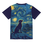 Starry Night Dog Kids Loose Fit Short Sleeve T-Shirt Kid's Full Print T-shirt animal Printed Offshore
