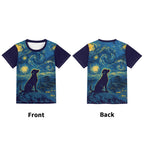 Starry Night Dog Kids Loose Fit Short Sleeve T-Shirt Kid's Full Print T-shirt animal Printed Offshore