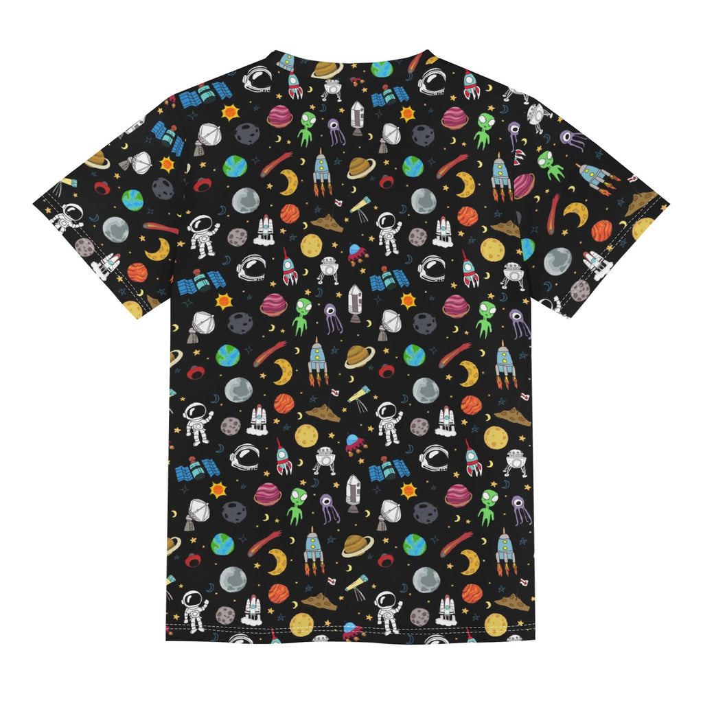 Kids Space Kids Loose Fit Short Sleeve T-Shirt Kid's Full Print T-shirt Printed Offshore Space