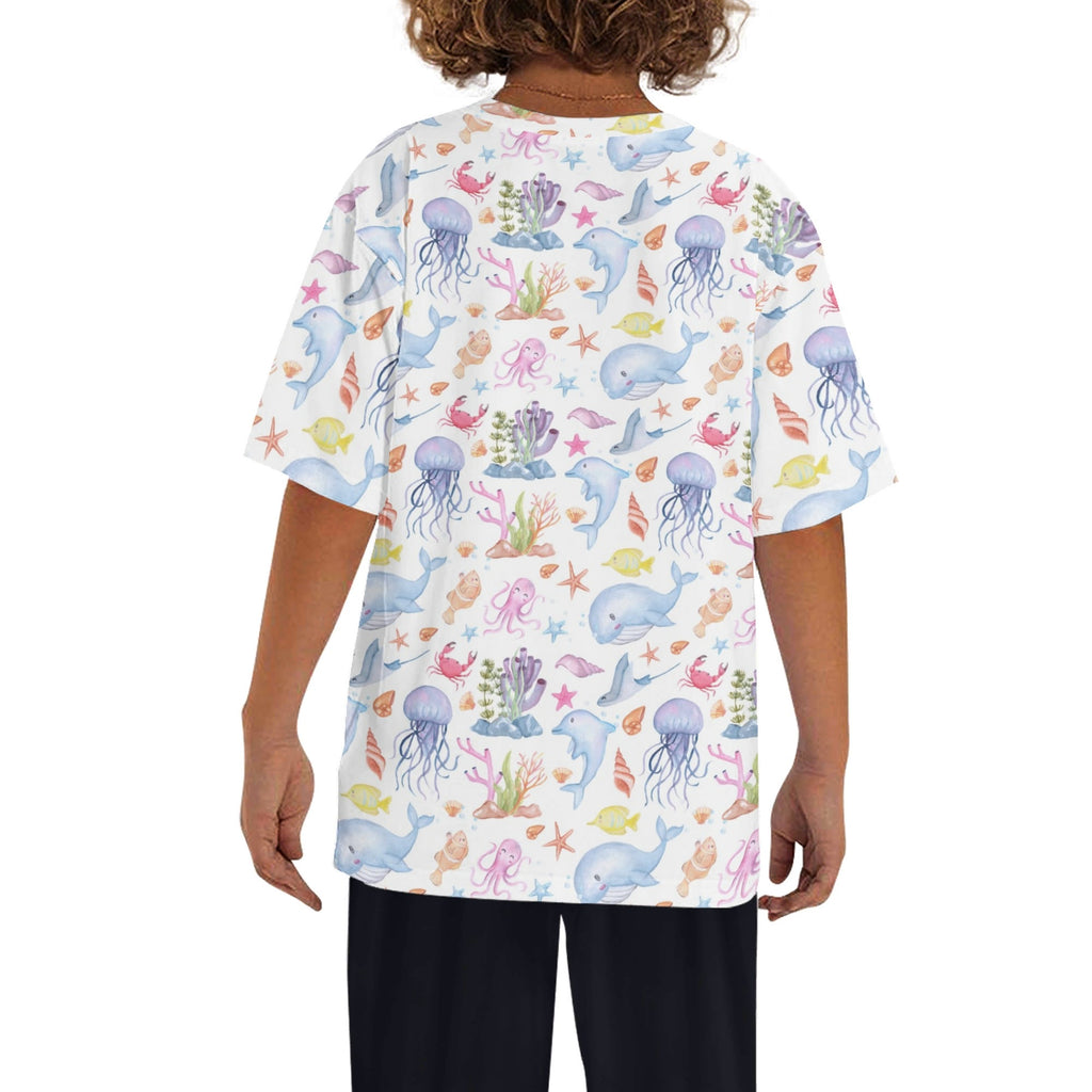Under The Sea Kids Loose Fit Short Sleeve T-Shirt Kid's Full Print T-shirt animal Ocean Printed Offshore