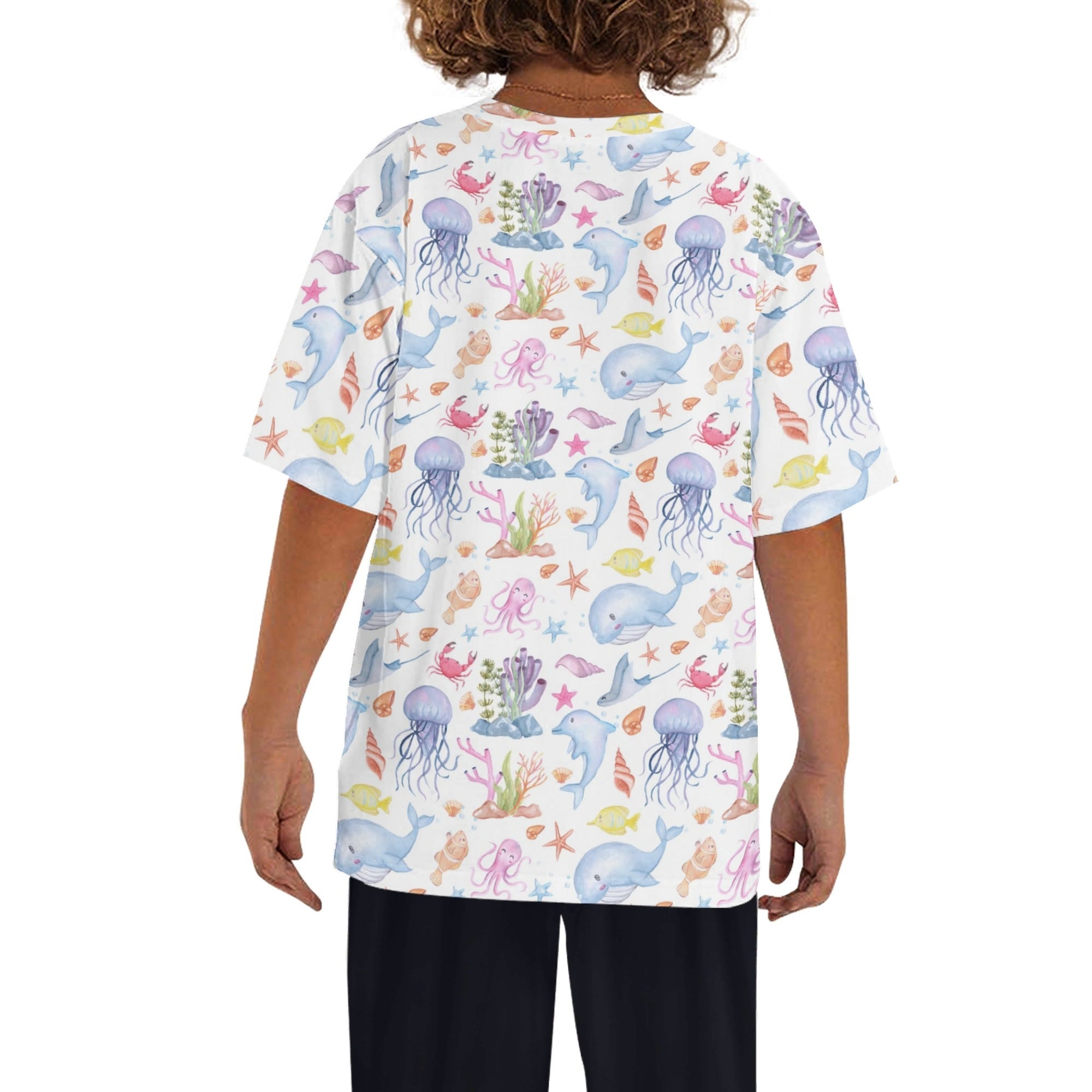 Under The Sea Kids Loose Fit Short Sleeve T-Shirt Kid's Full Print T-shirt animal Ocean Printed Offshore