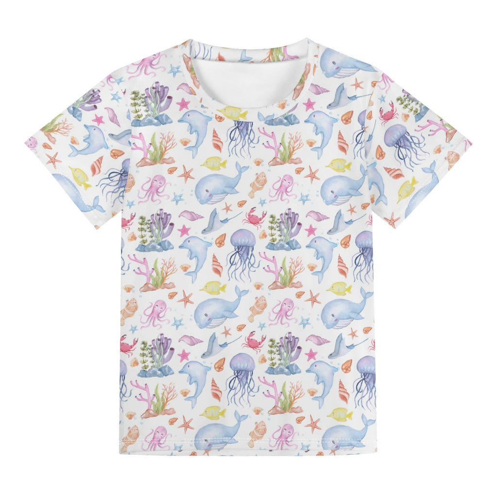 Under The Sea Kids Loose Fit Short Sleeve T-Shirt Kid's Full Print T-shirt animal Ocean Printed Offshore