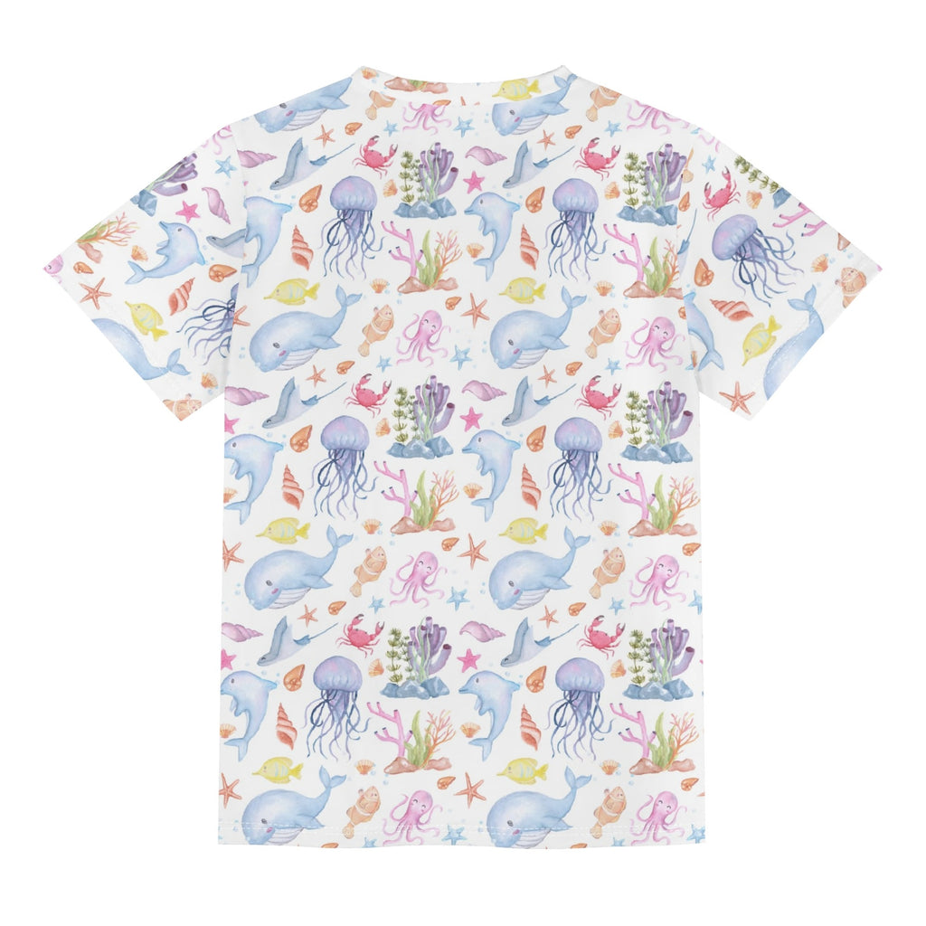 Under The Sea Kids Loose Fit Short Sleeve T-Shirt Kid's Full Print T-shirt animal Ocean Printed Offshore