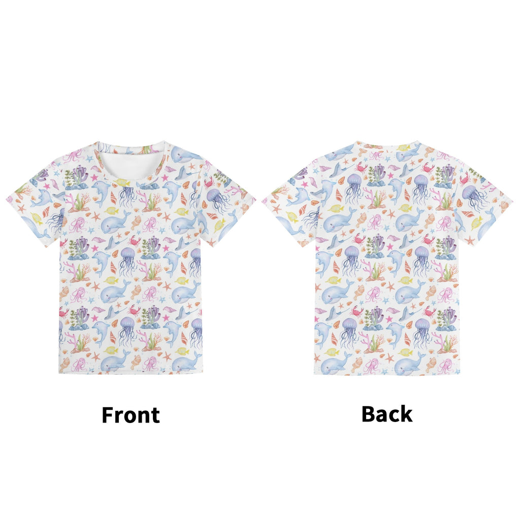 Under The Sea Kids Loose Fit Short Sleeve T-Shirt Kid's Full Print T-shirt animal Ocean Printed Offshore