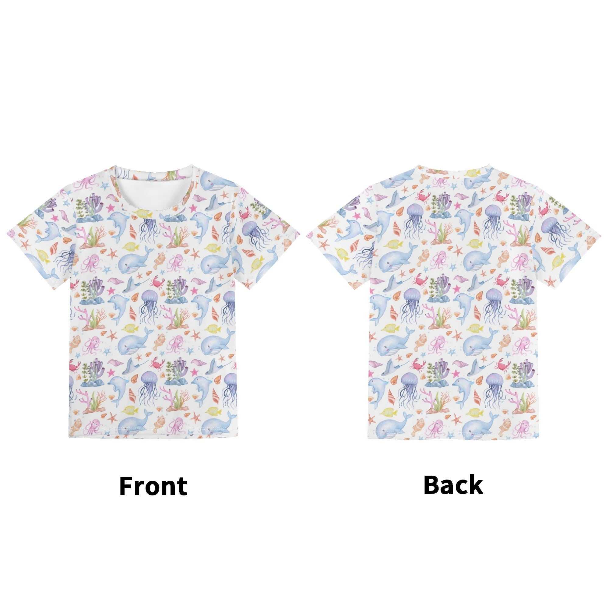Under The Sea Kids Loose Fit Short Sleeve T-Shirt Kid's Full Print T-shirt animal Ocean Printed Offshore