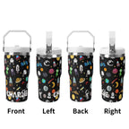 Personalised Kids Space 20oz Stainless Steel Tumbler Screw On Lid With Straw Personalised 20oz Tumbler with Top Handle Printed Offshore Space