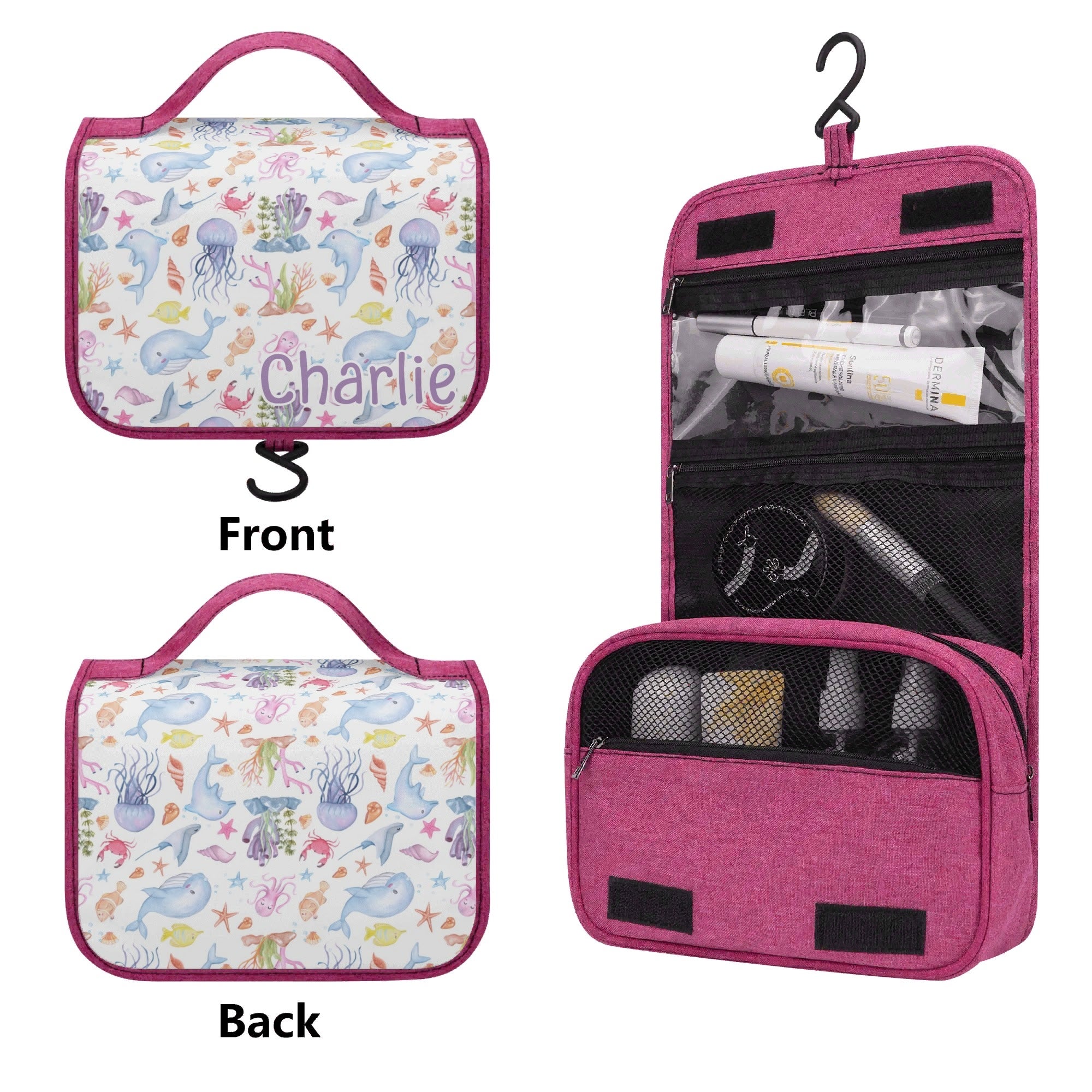 Personalised Under The Sea Toiletry Cosmetic Travel Bag Personalised Cosmetic / Toiletry Bag animal Ocean Printed Offshore