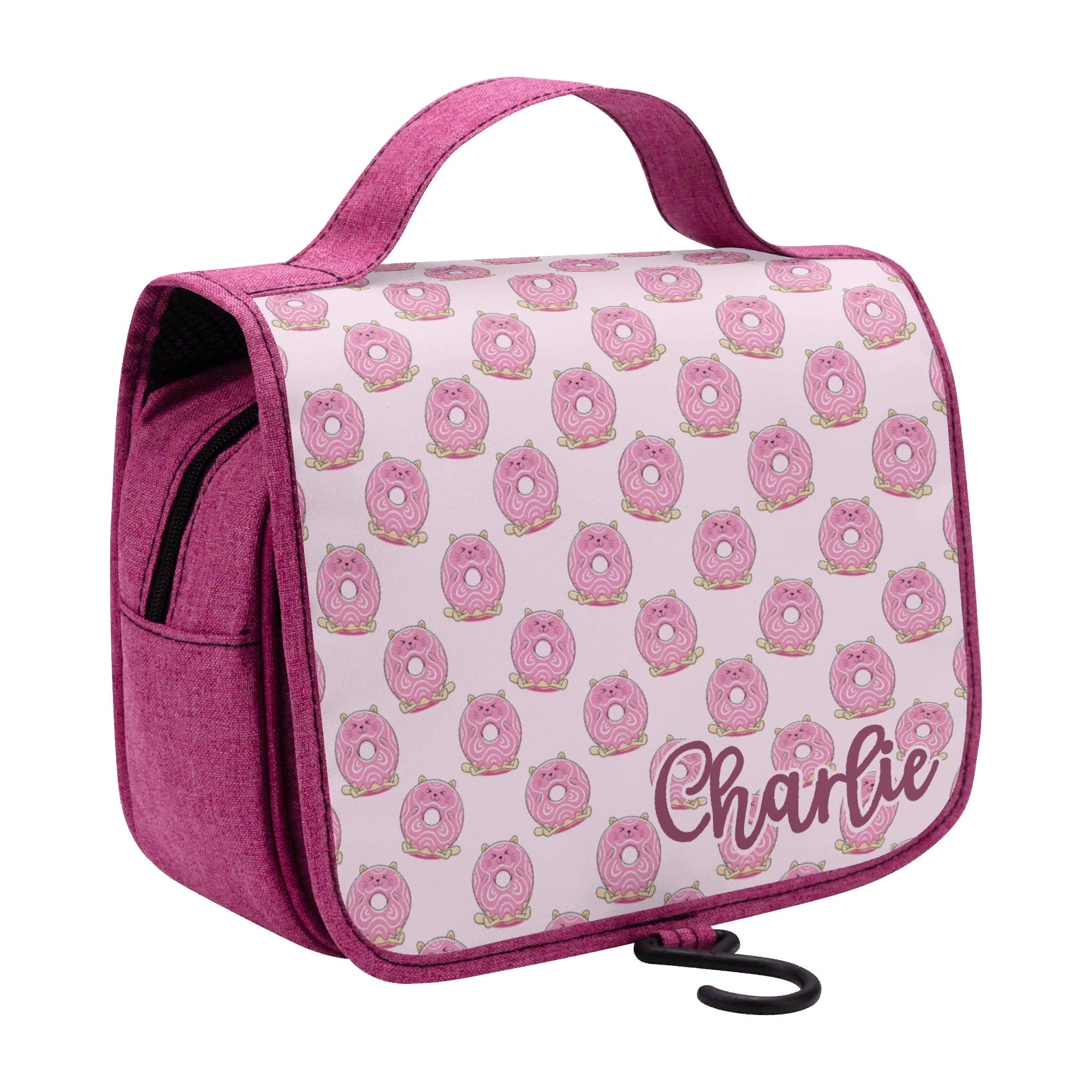 Personalised Cat Doughnuts Toiletry Cosmetic Travel Bag Personalised Cosmetic / Toiletry Bag Food Printed Offshore