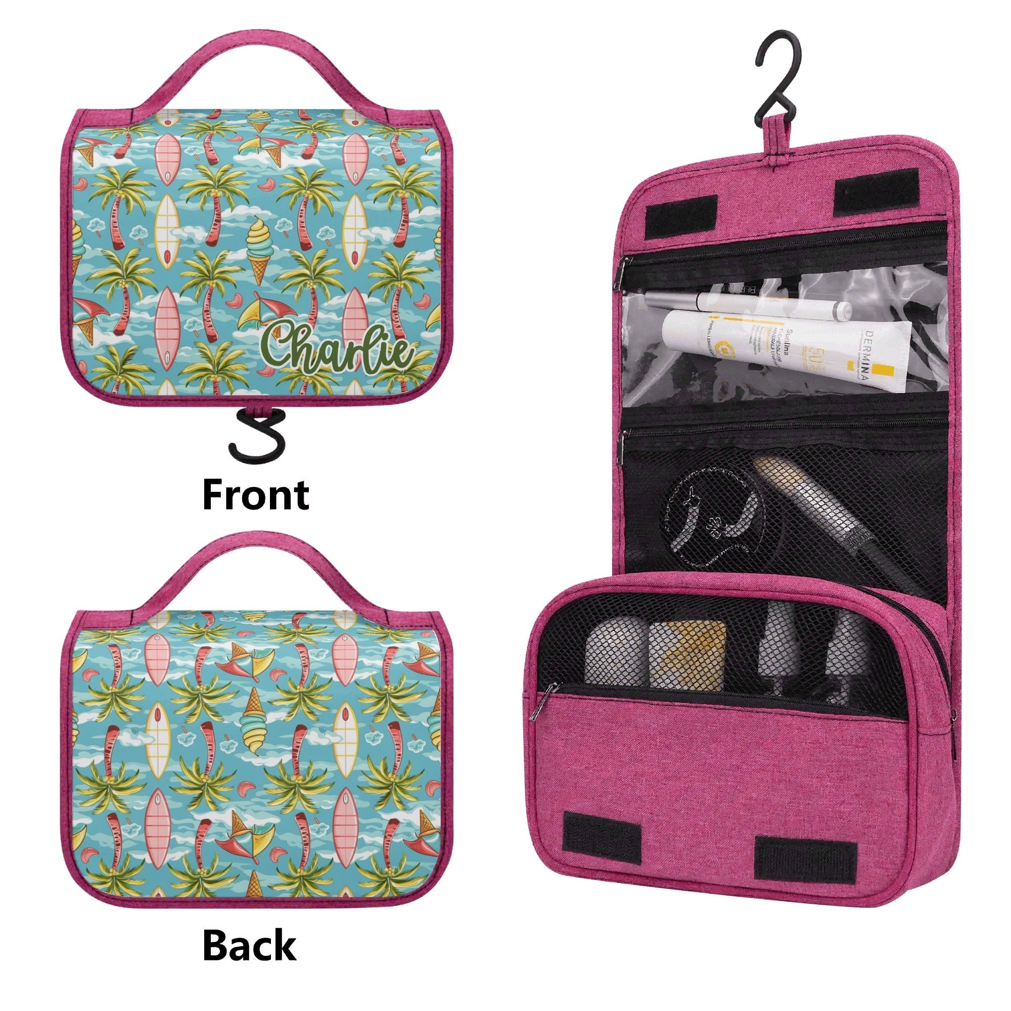 Personalised Summer Surf Toiletry Cosmetic Travel Bag Personalised Cosmetic / Toiletry Bag Printed Offshore Surf