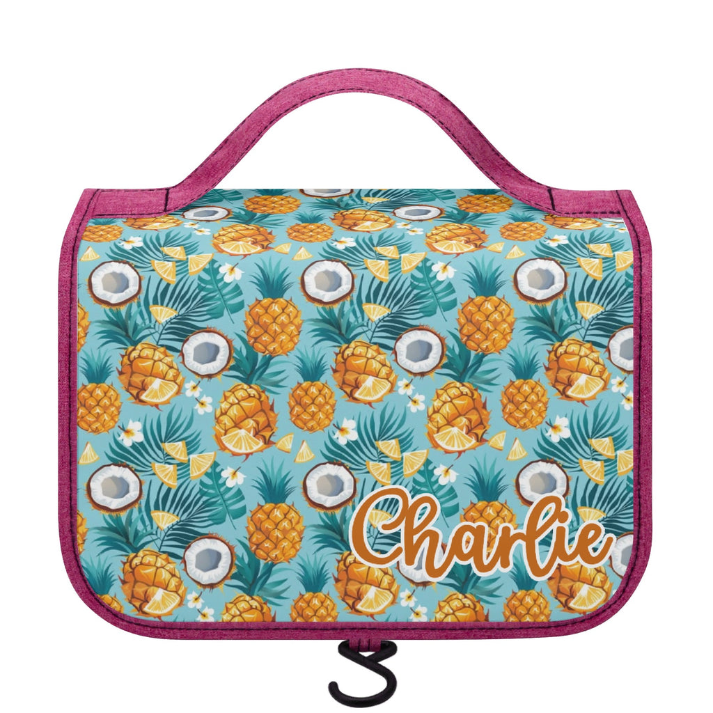 Personalised Pineapple Coconut Toiletry Cosmetic Travel Bag Default Title Personalised Cosmetic / Toiletry Bag Food Printed Offshore