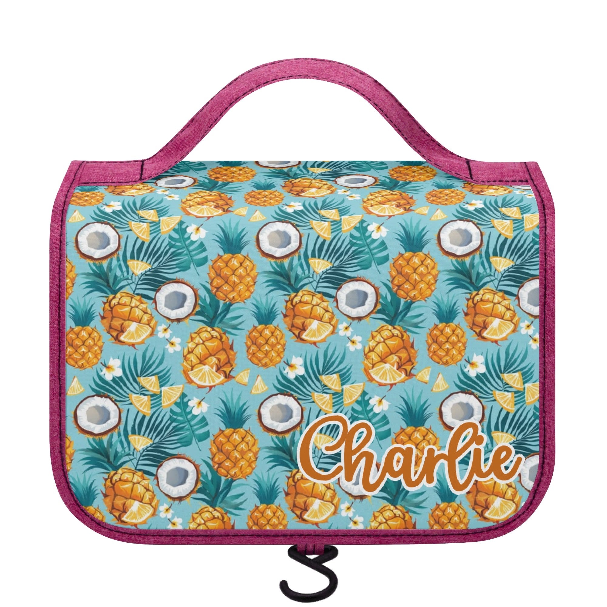 Personalised Pineapple Coconut Toiletry Cosmetic Travel Bag Default Title Personalised Cosmetic / Toiletry Bag Food Printed Offshore