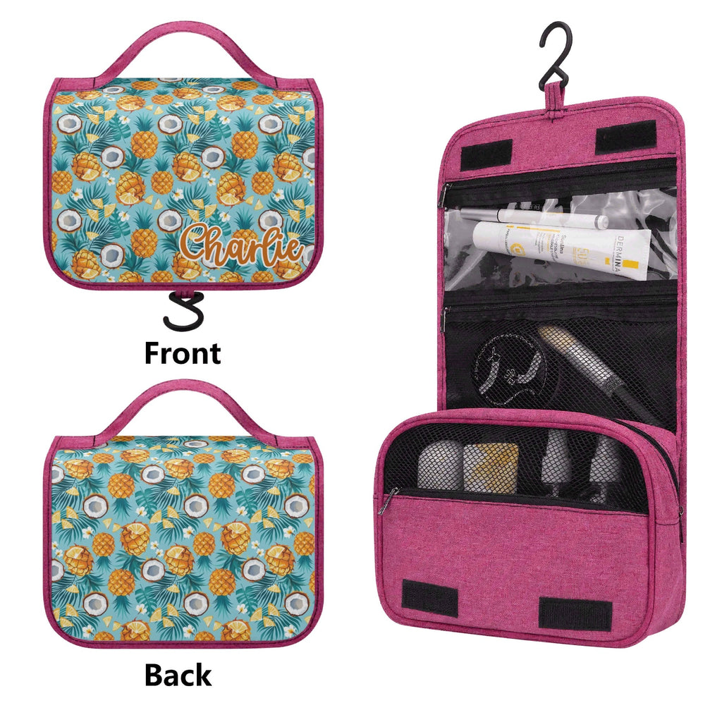Personalised Pineapple Coconut Toiletry Cosmetic Travel Bag Personalised Cosmetic / Toiletry Bag Food Printed Offshore