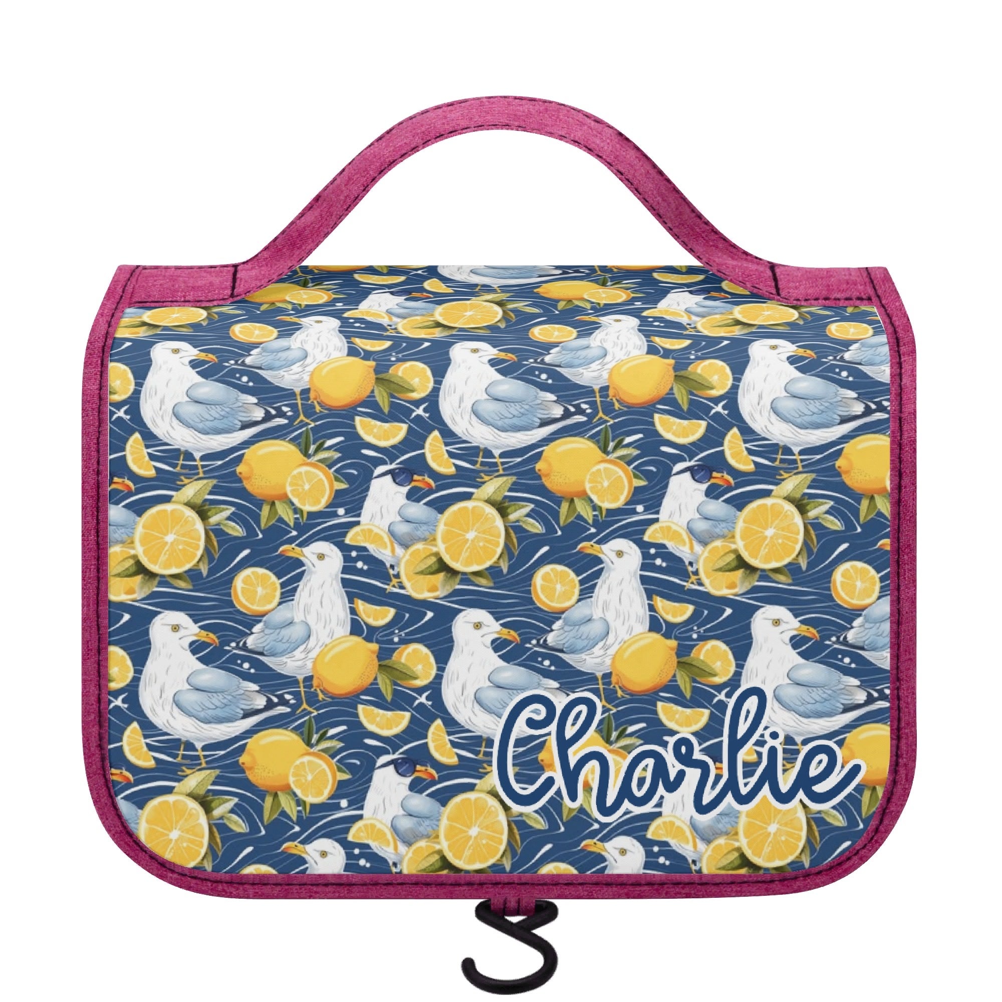 Personalised Lemon Seagull Toiletry Cosmetic Travel Bag Default Title Personalised Cosmetic / Toiletry Bag animal Printed Offshore